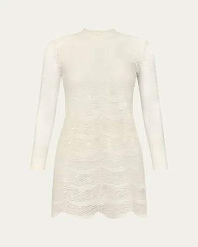 TOM FORD KNIT MESH MINI SCALLOPED MINI DRESS