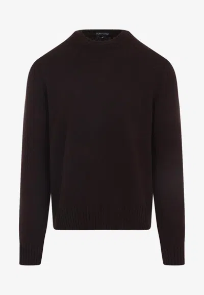 Tom Ford Knitted Cashmere Sweater In Brown