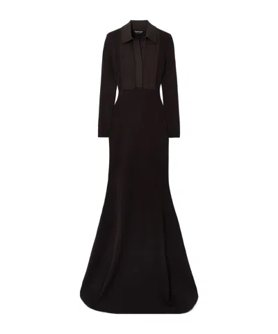 Tom Ford Ribbed Wool-blend Polo Gown In Brown