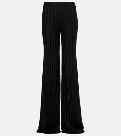 Tom Ford Striped Herringbone Jersey Flared Pants In Black