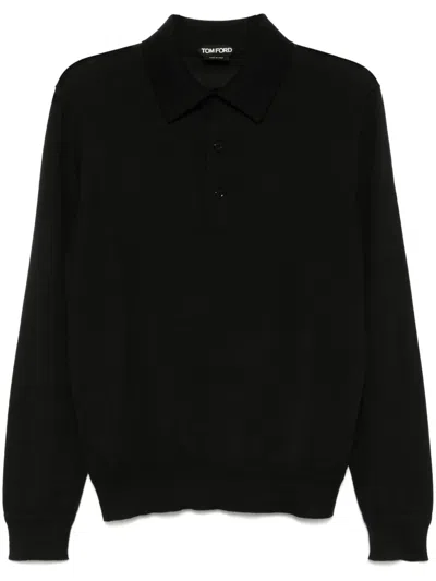 Tom Ford Knitted Polo Shirt In Black