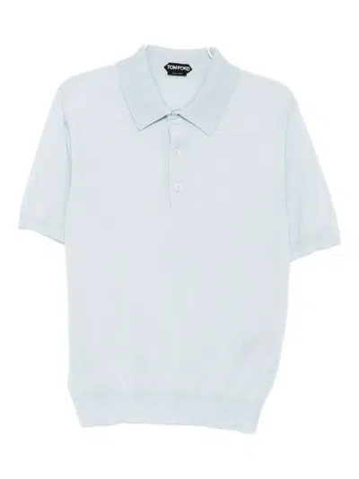 Tom Ford Knitted Polo Shirt In Blue