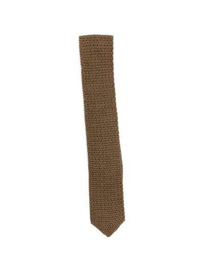 Tom Ford Knitted Silk Tie In Brown
