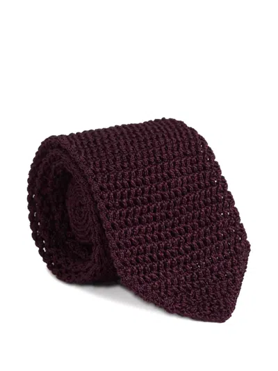 Tom Ford Knitted Silk Tie In Burgundy