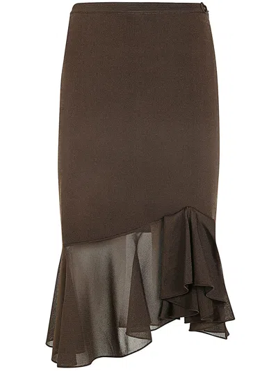 Tom Ford Knitted Skirt In Chocolate Brown