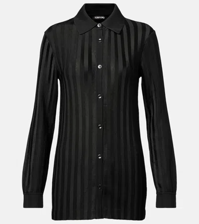 Tom Ford Knitted Striped Shirt In Black
