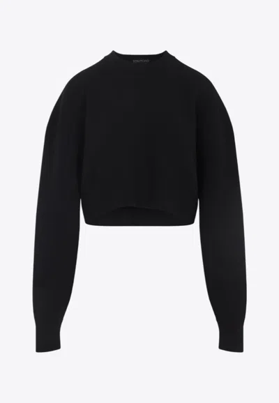 Tom Ford Knitted Sweater In Wool And Cashmere Blend In Black