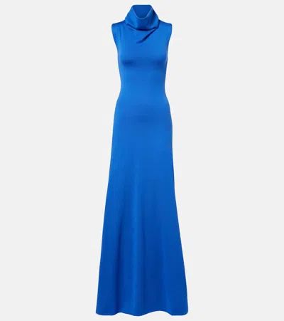 Tom Ford Knitted Wool Maxi Dress In Blue