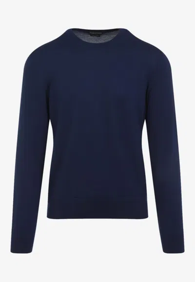 Tom Ford Knitted Wool Sweater In Blue