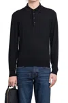 Tom Ford Fine Gauge Pure Wool Ls Polo In Black