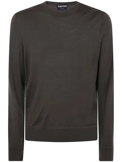 Tom Ford Round Neck T-shirt In Dark Olive