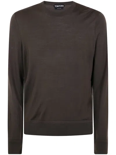 Tom Ford Round Neck T-shirt In Dark Olive