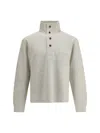 Tom Ford Cotton Sweatshirt With A Partial Front Button Closure In Gray