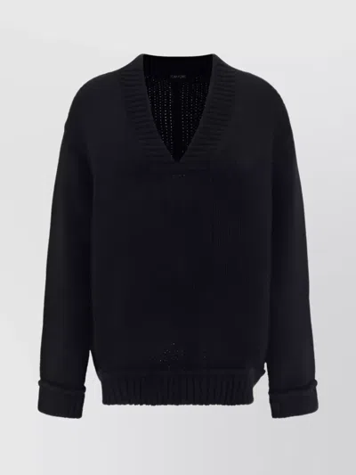 TOM FORD KNITWEAR SILK SWEATER RIBBED V-NECK