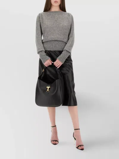 Tom Ford Knitwear With Ribbed Hem And Long Sleeves In Gray