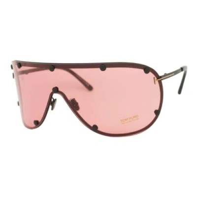 Pre-owned Tom Ford Kyler 1043 02s Matte Black Rose Lens Shield Sunglasses 154-110 W/case In Red