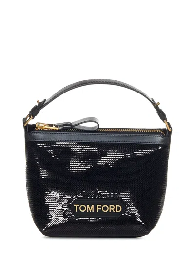 Tom Ford Label Small Handbag In Black
