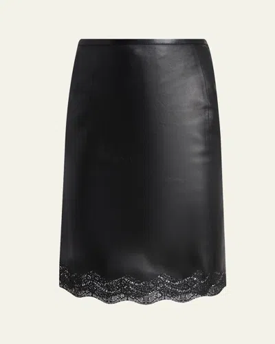 Tom Ford Lace Laser-cut Leather Skirt In Black