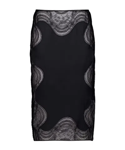 Tom Ford Lace-panelled Midi Skirt In Multi