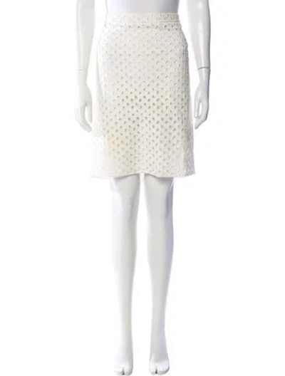 Pre-owned Tom Ford Lace Pattern Knee-length Skirt In White
