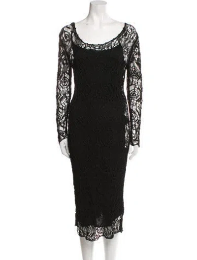 Pre-owned Tom Ford Lace Pattern Midi Length Dress In Black