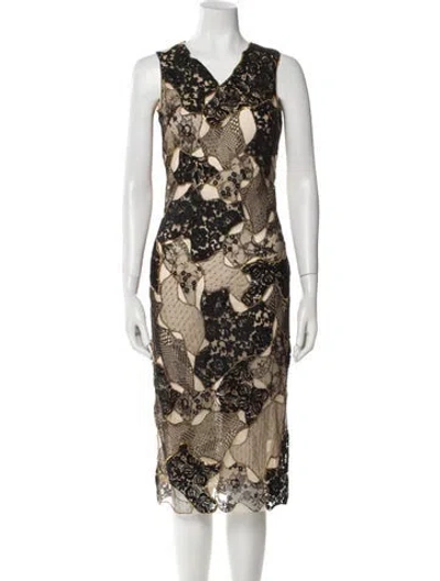 Pre-owned Tom Ford Lace Pattern Midi Length Dress In Neutral