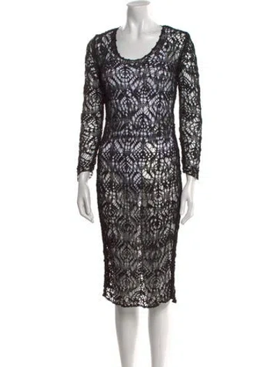 Pre-owned Tom Ford Lace Pattern Midi Length Dress W/ Tags In Black
