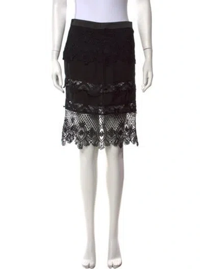 Pre-owned Tom Ford Lace Pattern Midi Length Skirt In Black