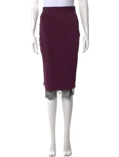 Pre-owned Tom Ford Lace Pattern Midi Length Skirt In Purple