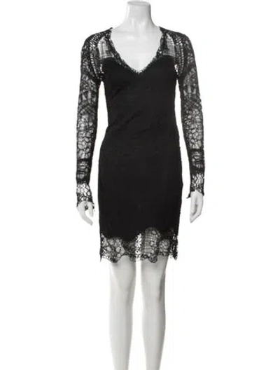 Pre-owned Tom Ford Lace Pattern Mini Dress In Black
