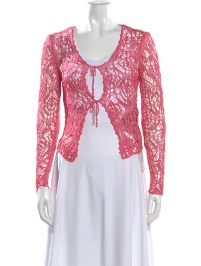 Pre-owned Tom Ford Lace Pattern Scoop Neck Sweater W/ Tags In Pink