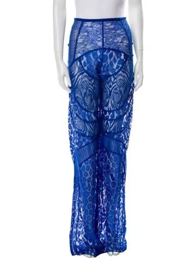Pre-owned Tom Ford Lace Pattern Wide Leg Pants In Blue