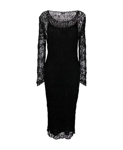 Tom Ford Lace-patterned Pencil Dress In Black