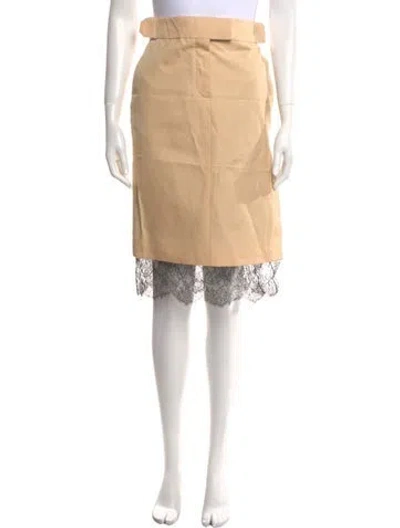 Pre-owned Tom Ford Lace Trim Embellishment Knee-length Skirt In Neutral