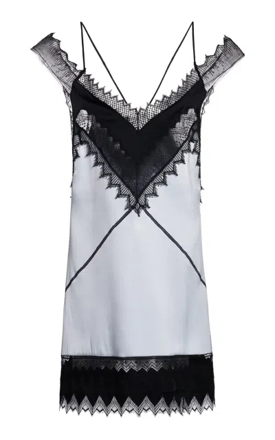 Tom Ford Lace-trimmed Silk-wool Mini Dress In Black