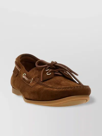 Tom Ford Lace-up Boat Shoe Metal Eyelets In Dark Brown