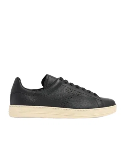 Tom Ford Low-top Leather Sneakers In Black