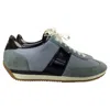 Tom Ford Lace-up Low-top Sneakers In Blue And Black Suede In Blue