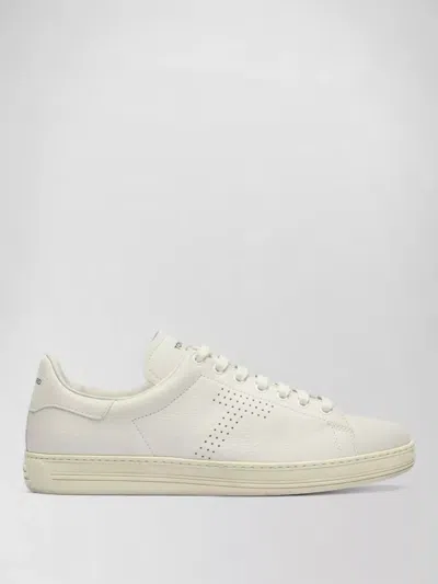 Tom Ford Lace Up Sneakers Round Toe Rubber Sole In Neutral