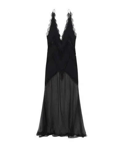 Tom Ford Enverse Lace-trimmed Satin Maxi Dress In Black