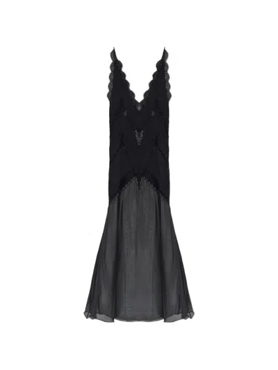 Tom Ford Lace-trimmed Sheer-panel Dress In Black