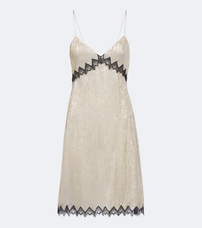 Tom Ford Lace-trimmed Silk-blend Slip Dress In Neutral