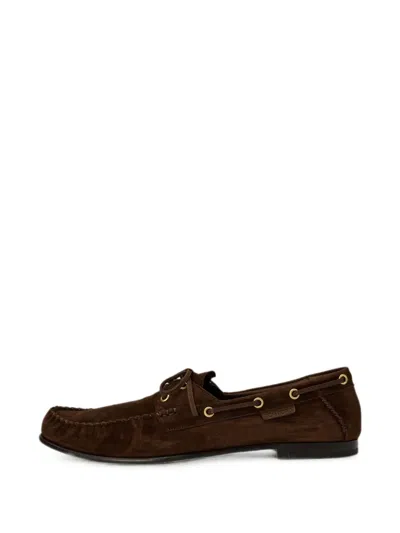 Tom Ford Lace-up Suede Boat Shoes In Multi
