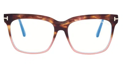 Tom Ford Ladies Brown Rectangular Eyeglass Frames Ft5768-b 055 54