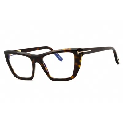 Tom Ford Ladies Dark Havana Cat Eye Eyeglass Frames Ft6047-b@54052#