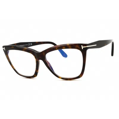 Tom Ford Ladies Dark Havana Cat Eye Eyeglass Frames Ft6064-b@56052#
