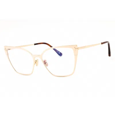 Tom Ford Ladies Shiny Rose Gold Butterfly Eyeglass Frames Ft6051-b@56028#