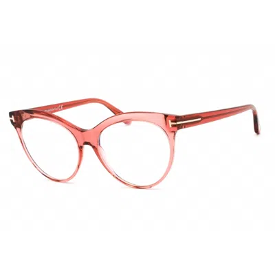 Tom Ford Ladies Transparent Round Eyeglass Frames Ft5827b In Yellow