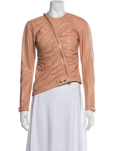 Pre-owned Tom Ford Lamb Leather Biker Jacket In Orange