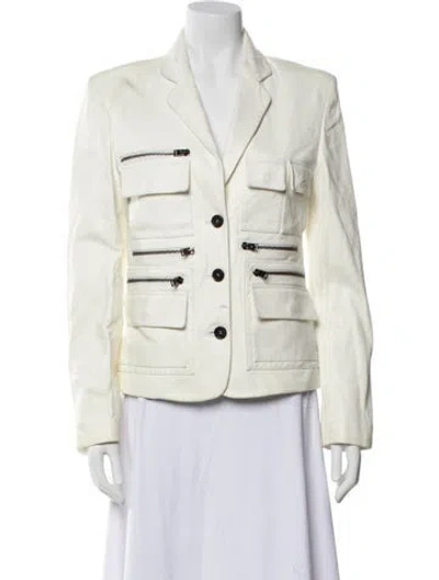 Pre-owned Tom Ford Lamb Leather Blazer In White